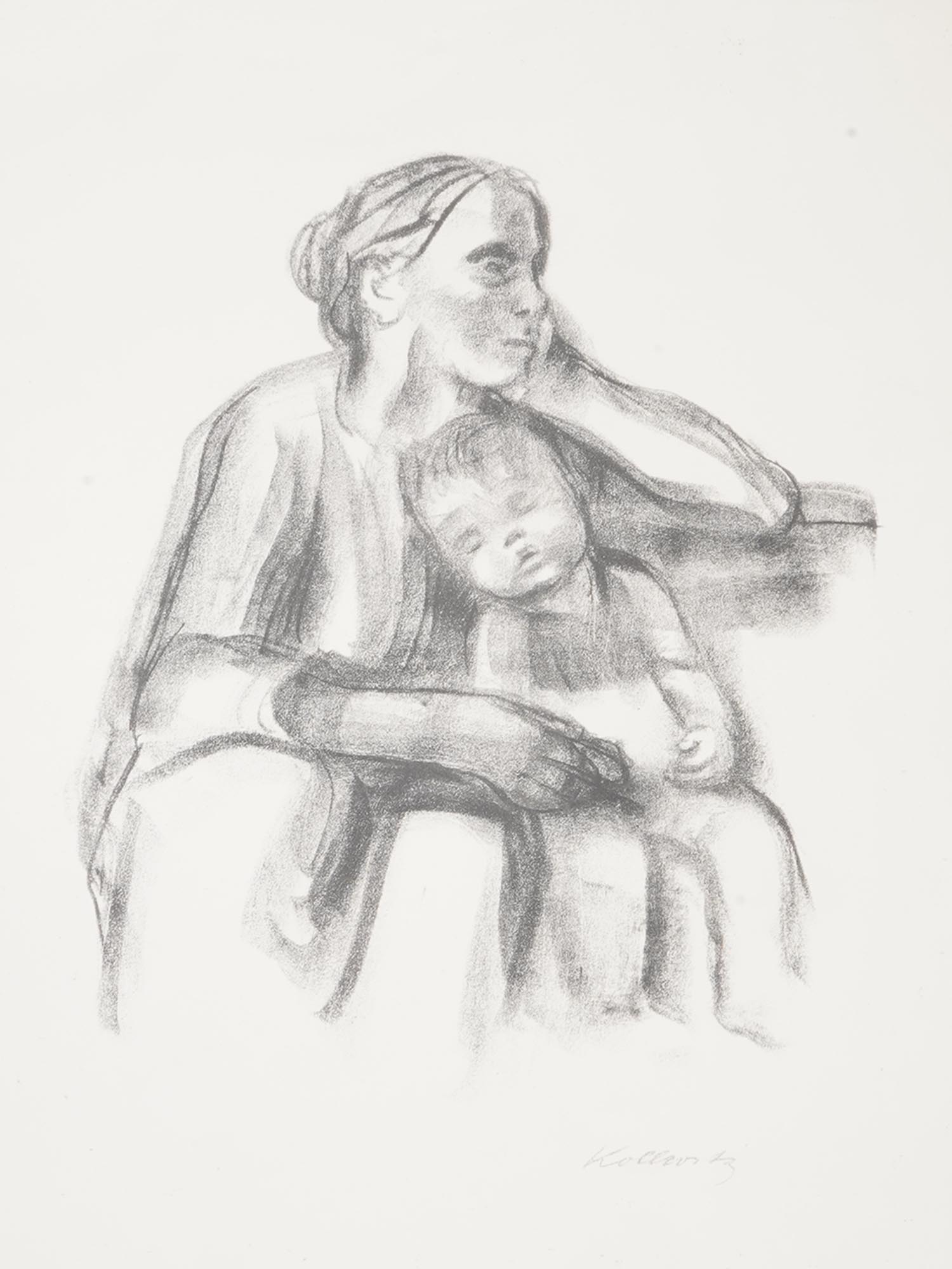 VINTAGE PRINT WOMAN WITH CHILD SIGNED KOLLWITZ PIC-1